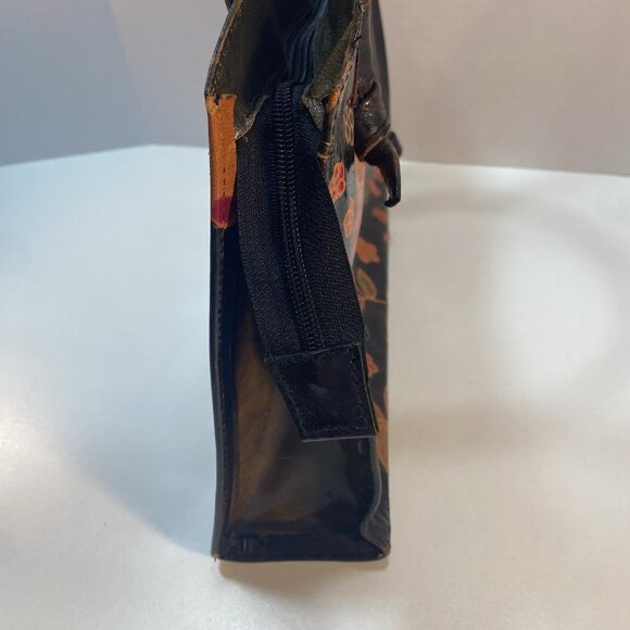 Tooled Leather Tobacco Handbag Purse Shoulder Bag Floral‎ Flowers Zipper Closure - Picture 5 of 16